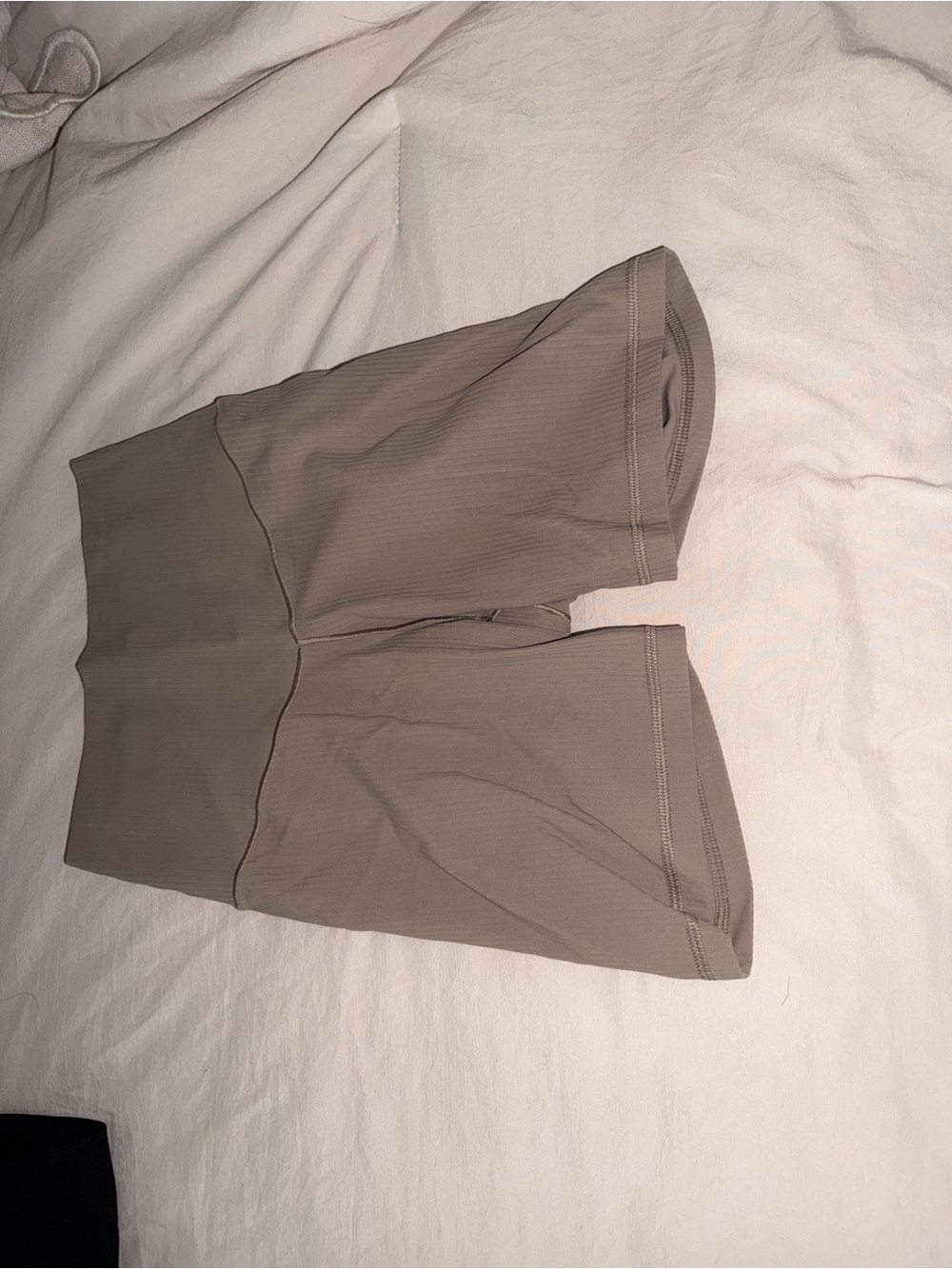 aerie High-Waist Ribbed Bike Shorts in Taupe Gray